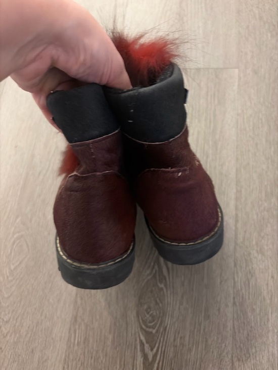 Vintage Alfred c Women's Red Fur and pony hair Lace-Up Booties size 9 women - Picture 3 of 6